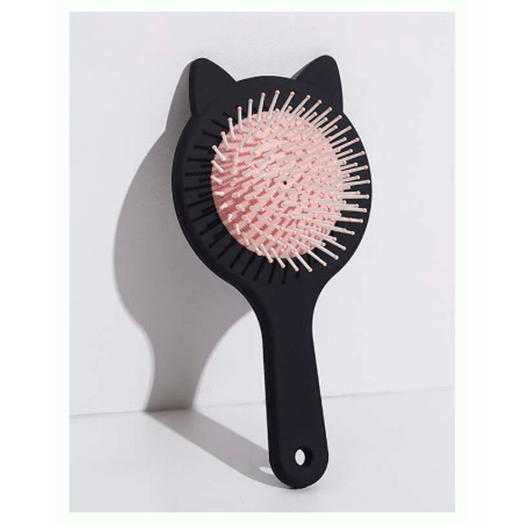 Cat Shaped Hair Brush Kitty Brush Black Pink No Tangle Soft Bristles NEW 2 LEFT - Picture 4 of 4